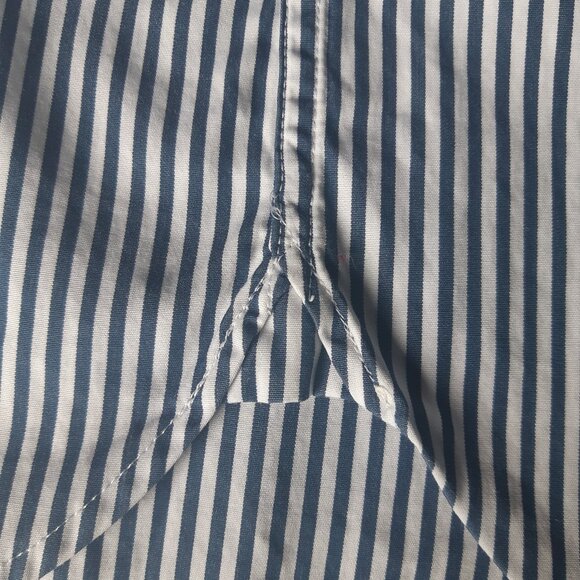Faconnable Classique SZ L Navy & White Bengal Striped Men's Button Up Shirt - Picture 8 of 15